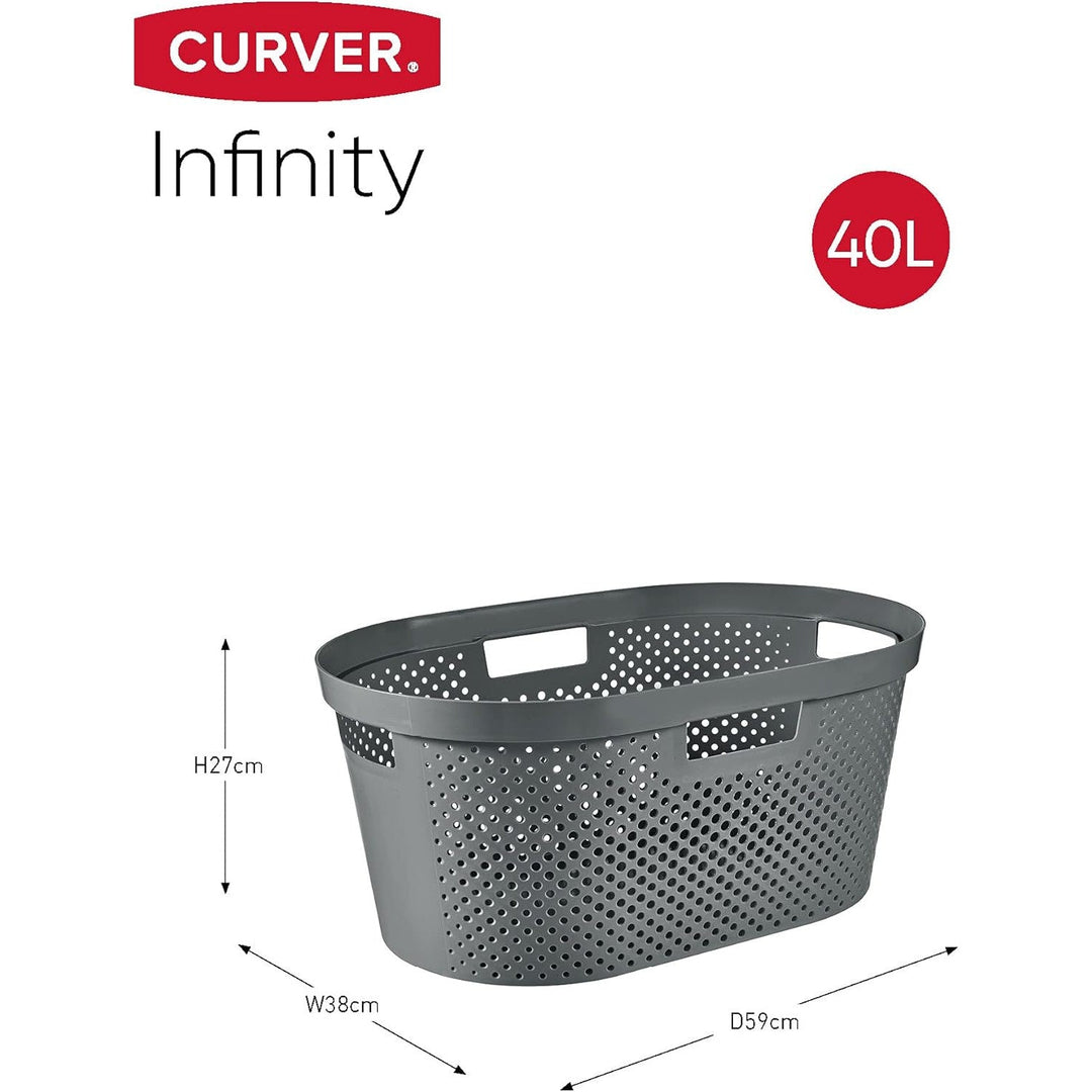 Curver Infinity košara za rublje od recikliranih materijala, kapacitet 40 l, tamnosiva, 100 % reciklirana, 245675