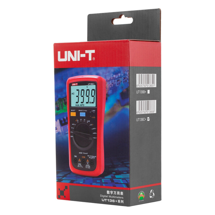 Uni-T univerzalni digitalni multimetar, mjerenje napona i struje, uključene mjerne kliješta, sonda za temperaturu, UT136C+