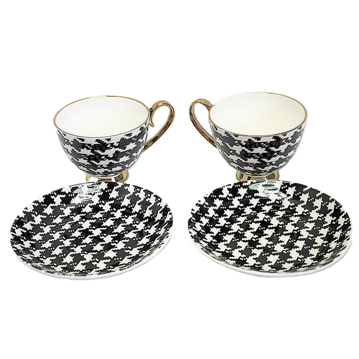 Kupice za espresso 2+2 Pepitka zlatni akcenti porculan, Kraljica Isabel