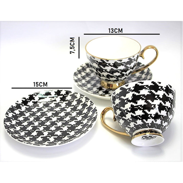 Kupice za espresso 2+2 Pepitka zlatni akcenti porculan, Kraljica Isabel