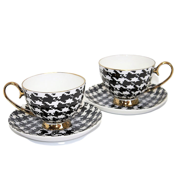 Kupice za espresso 2+2 Pepitka zlatni akcenti porculan, Kraljica Isabel