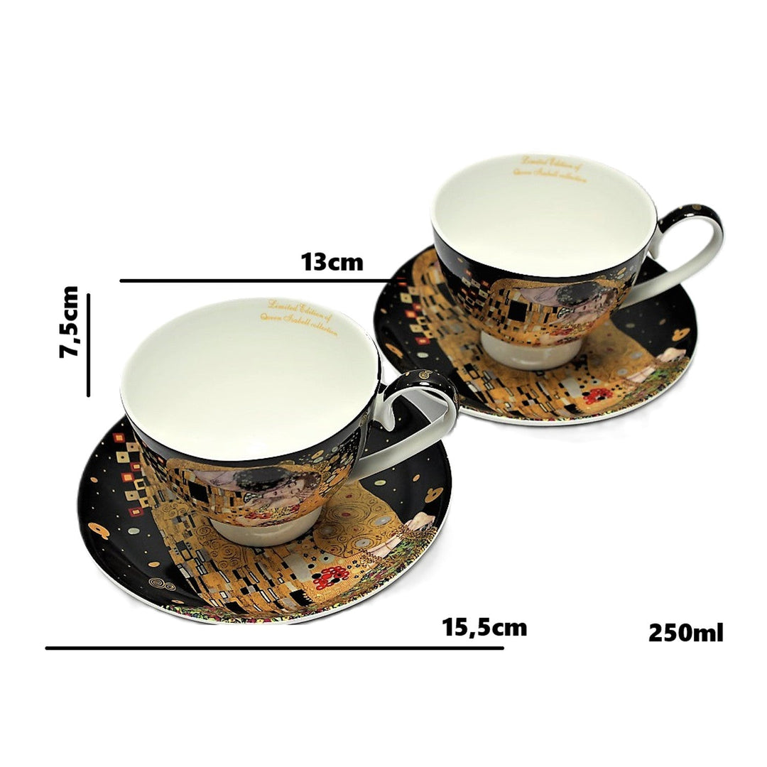 Set od 2 porculanske šalice Queen Isabell, motiv Poljupca od Klimta, 250 ml, W8KL356-22383