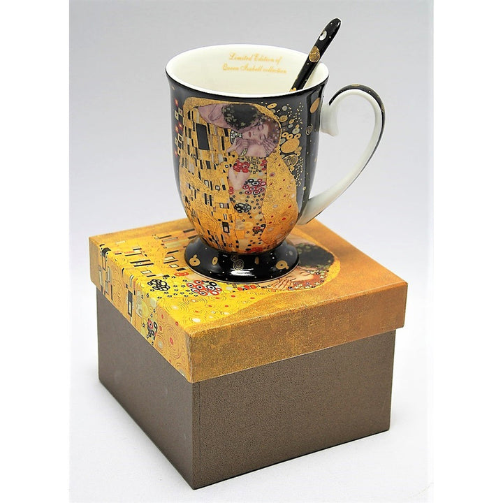Porculanska šalica Queen Isabel sa žlicom, motiv Poljupca Gustava Klimta, 300 ml, W9KL338-09121