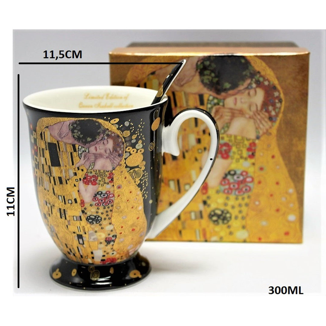 Porculanska šalica Queen Isabel sa žlicom, motiv Poljupca Gustava Klimta, 300 ml, W9KL338-09121