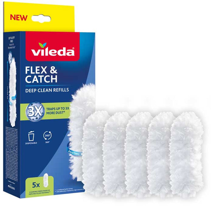 Vileda Flex&amp;Catch nadopune za metlu, 5 komada, 100% reciklirana vlakna, 360° nadopuna