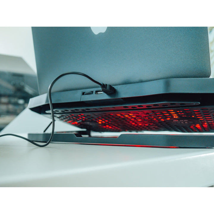 Blow podloga za hlađenje laptopa, četiri ventilatora, crveno pozadinsko osvjetljenje, ugrađeni USB hub