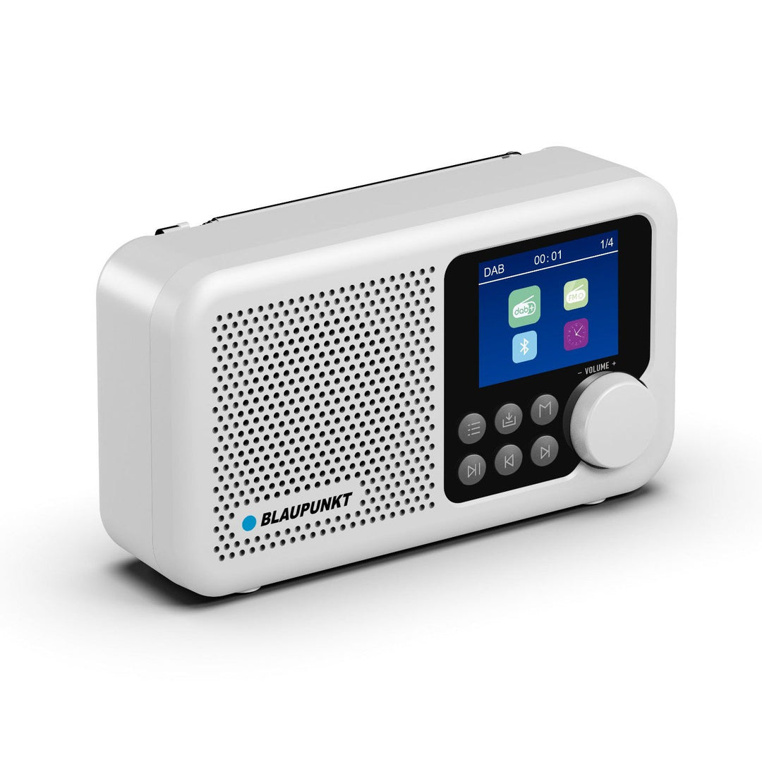 Blaupunkt prijenosni radio, DAB+ digitalni radio i FM tuner, Bluetooth, izlaz za slušalice, 2,4-inčni bočni zaslon, funkcija sata i alarma, napajanje baterijama i punjenje putem USB-C, DR8WH
