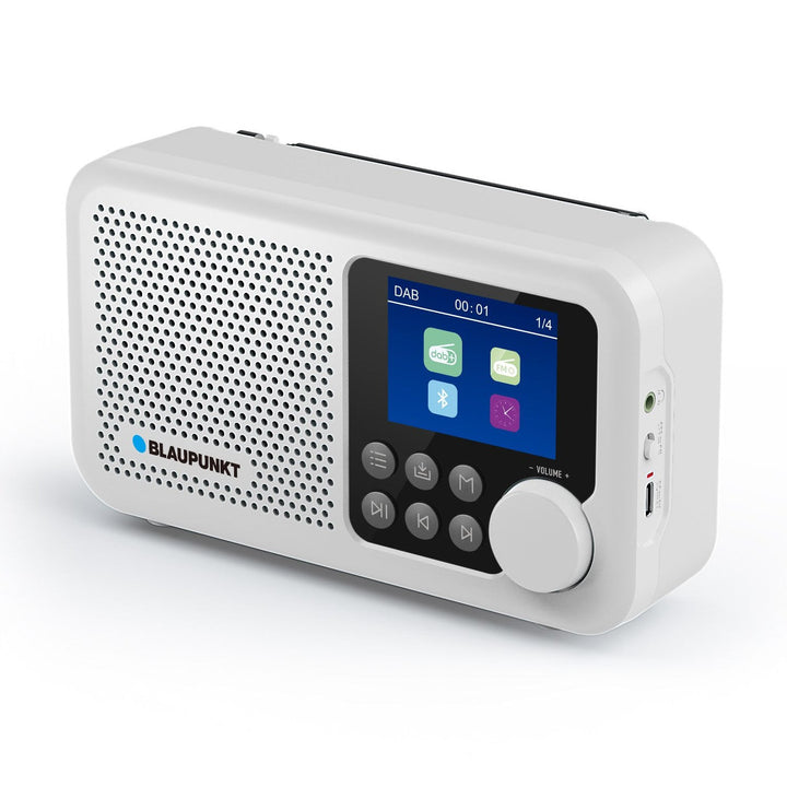 Blaupunkt prijenosni radio, DAB+ digitalni radio i FM tuner, Bluetooth, izlaz za slušalice, 2,4-inčni bočni zaslon, funkcija sata i alarma, napajanje baterijama i punjenje putem USB-C, DR8WH