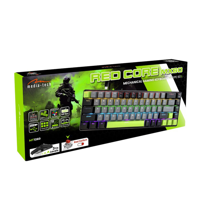 60% RED CORE MX60 MT1260 mehanička tipkovnica, pozadinsko osvjetljenje tipki, Mediatech