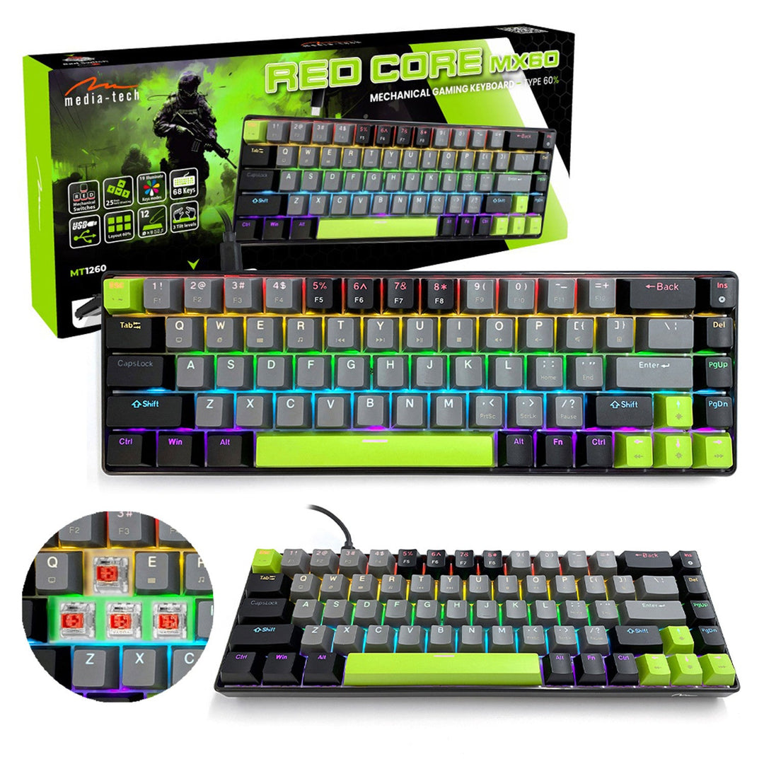 60% RED CORE MX60 MT1260 mehanička tipkovnica, pozadinsko osvjetljenje tipki, Mediatech