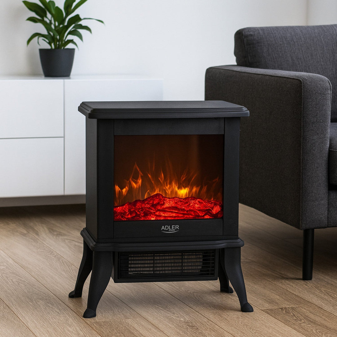 Adler električni kamin, 2 razine grijanja, max. snaga 1800 W, termostat, 3D efekt plamena, AD 7754