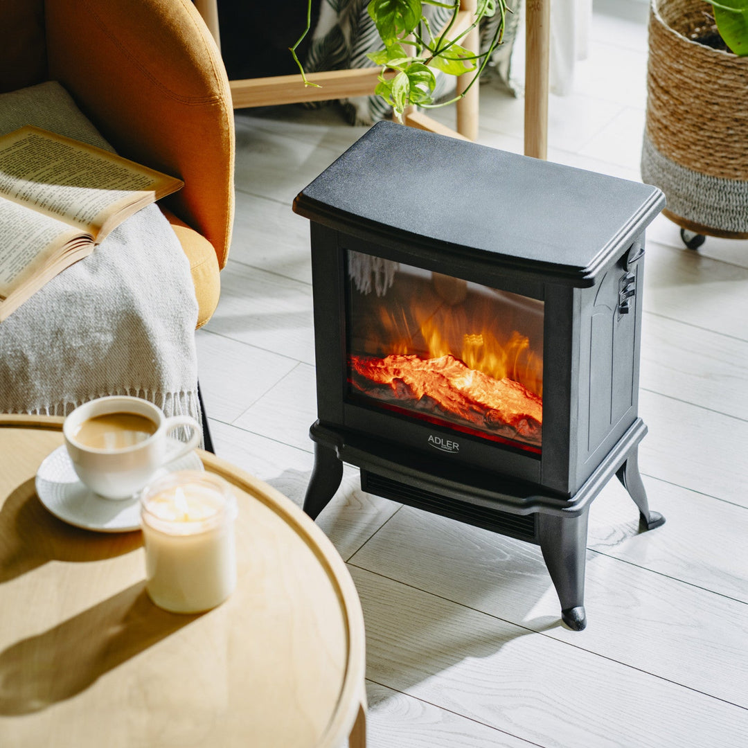 Adler električni kamin, 2 razine grijanja, max. snaga 1800 W, termostat, 3D efekt plamena, AD 7754
