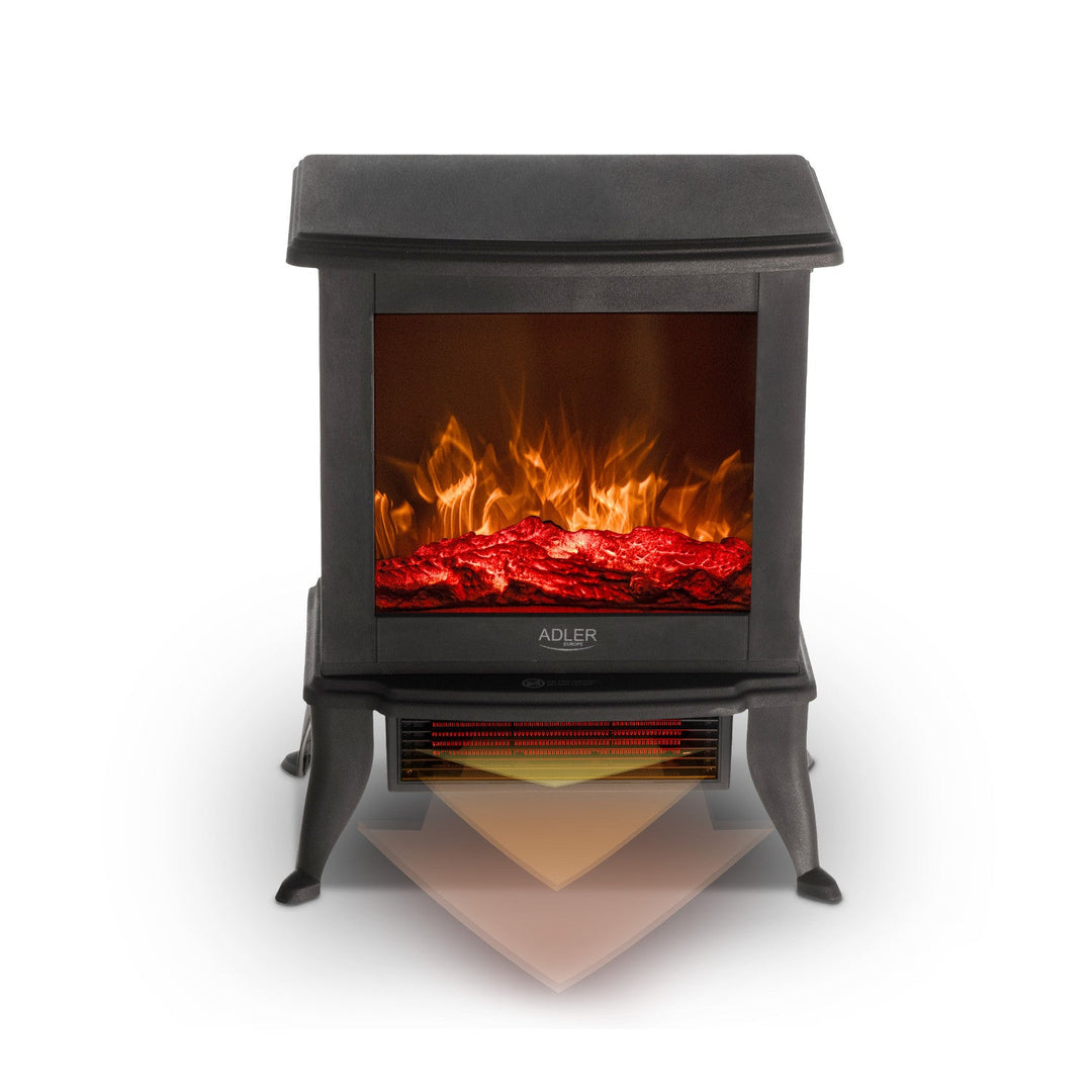 Adler električni kamin, 2 razine grijanja, max. snaga 1800 W, termostat, 3D efekt plamena, AD 7754