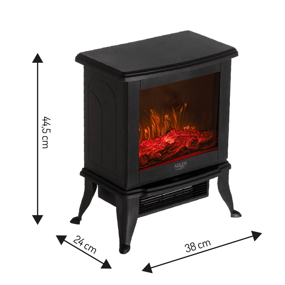 Adler električni kamin, 2 razine grijanja, max. snaga 1800 W, termostat, 3D efekt plamena, AD 7754