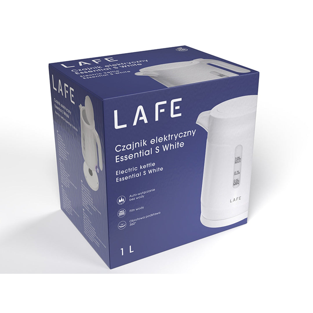 Lafe električni čajnik, zapremina 1 l, snaga 1500 W, bijela boja, Essential S