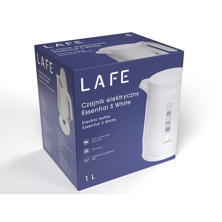 Lafe električni čajnik, zapremina 1 l, snaga 1500 W, bijela boja, Essential S