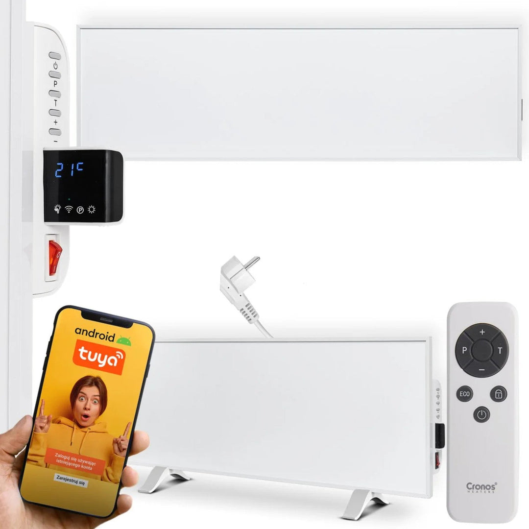Cronos infracrveni grijač, 330 W, bijeli, pogodan za alergičare, ultratanki, mat površina, grije prostor do 12 m², Synthelith PRO CRP-330TWP bijeli