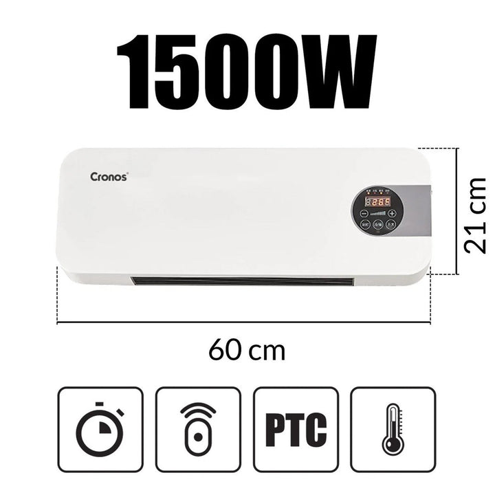 Cronos grijač s ventilatorskom zavesom zraka, 1500 W snage, niska potrošnja energije, širok kut protoka zraka, daljinski upravljač, HFH-201