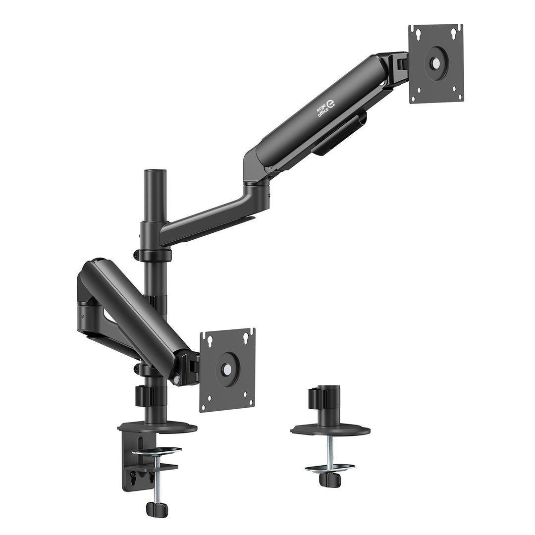 Ergo Office držač za dva monitora, plinski amortizer, 17"–32", 1–10 kg, mat crna, ER-692 B