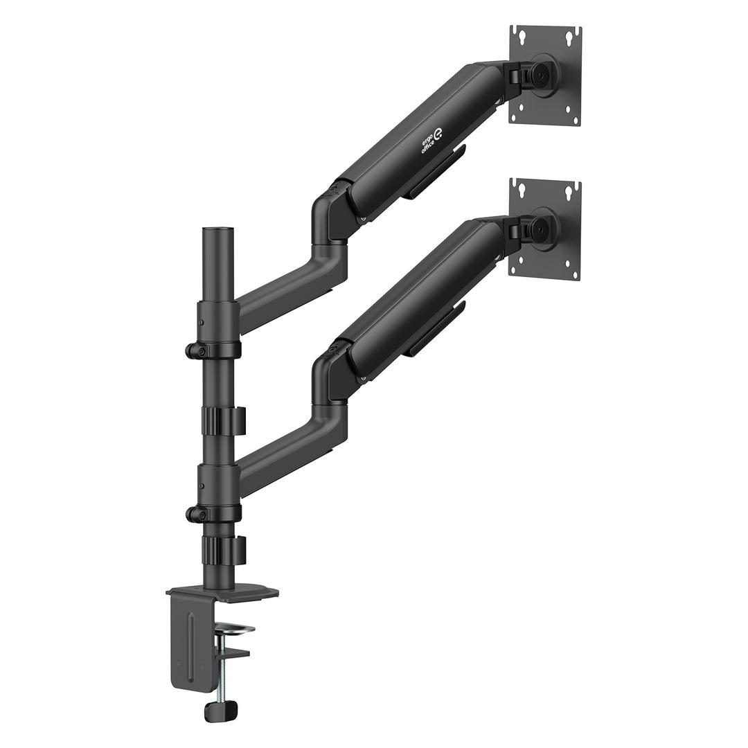 Ergo Office držač za dva monitora, plinski amortizer, 17"–32", 1–10 kg, mat crna, ER-692 B