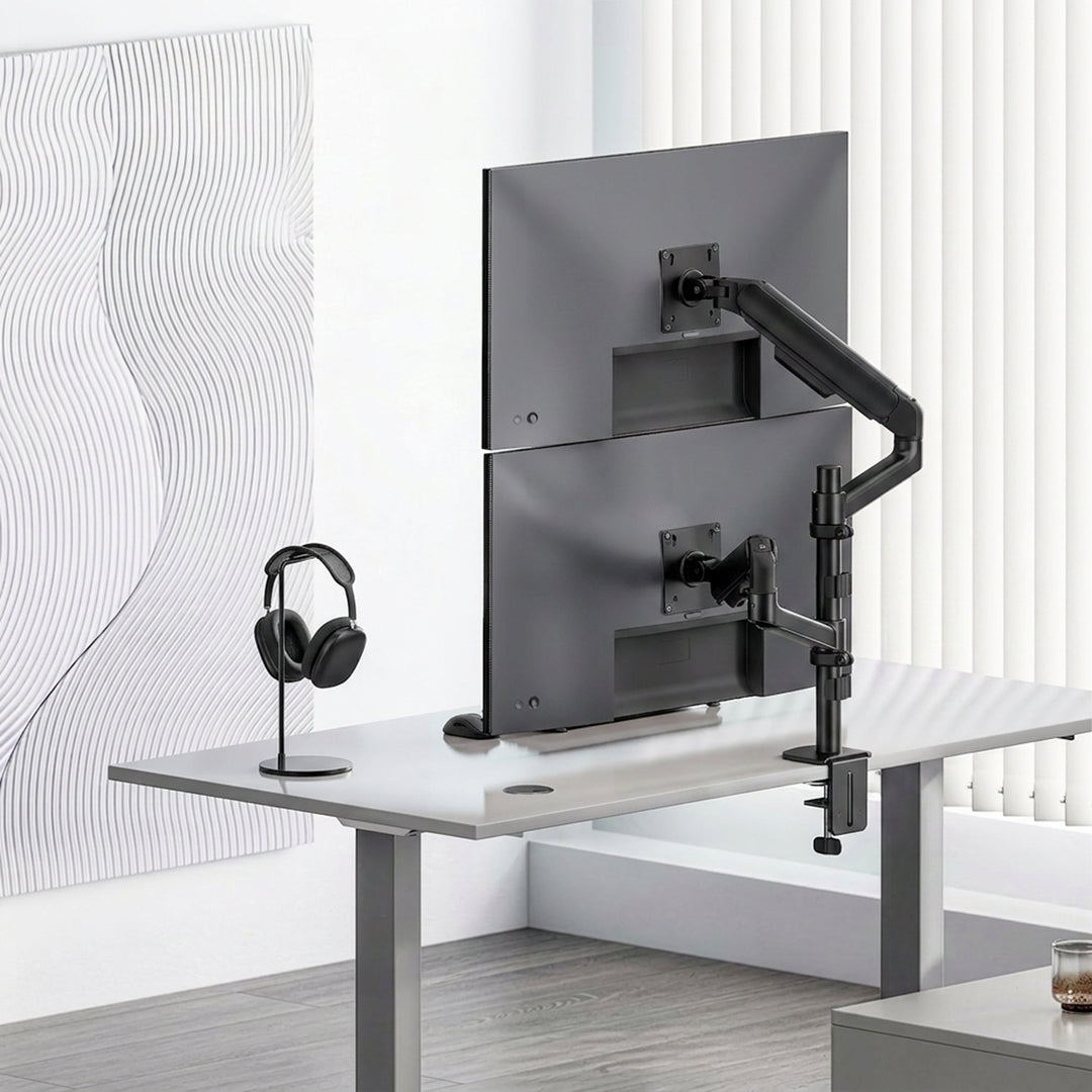 Ergo Office držač za dva monitora, plinski amortizer, 17"–32", 1–10 kg, mat crna, ER-692 B