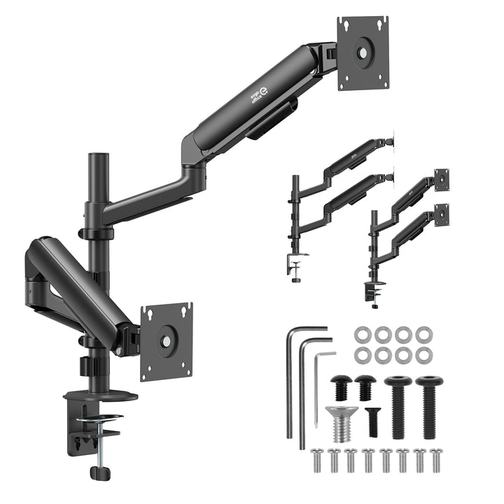 Ergo Office držač za dva monitora, plinski amortizer, 17"–32", 1–10 kg, mat crna, ER-692 B