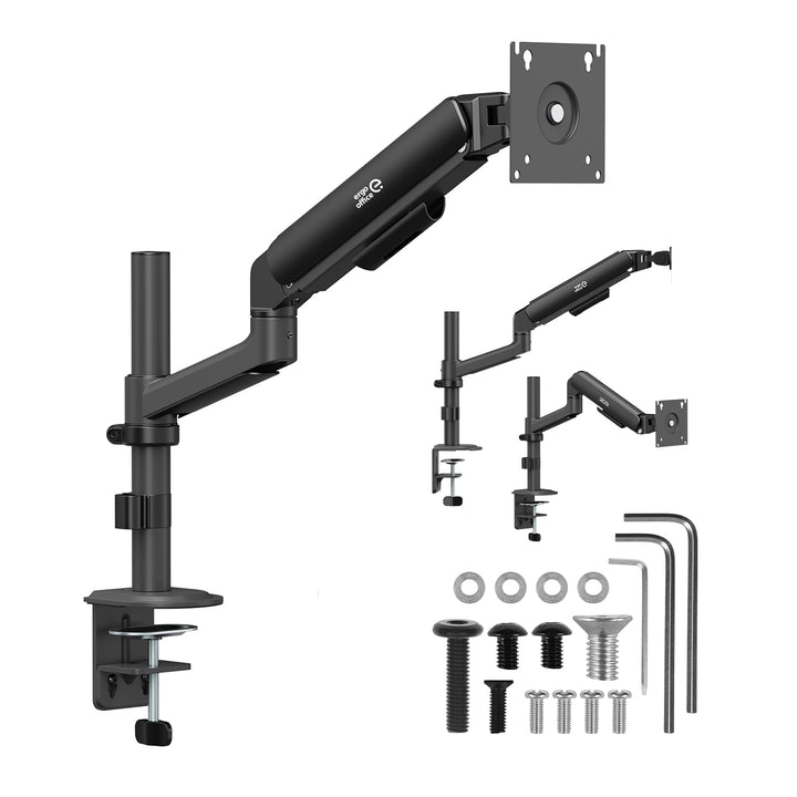 Ergo držač za monitor za ured, plinski opružni mehanizam, 17"–32", 1–10 kg, mat crna, max. VESA 100x100, ER-691 B