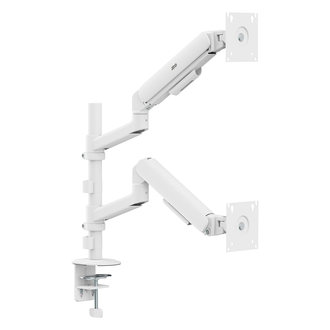 Ergo Office držač za dva monitora, plinski amortizer, 17"–32", 1–10 kg, mat bijela, ER-692 W