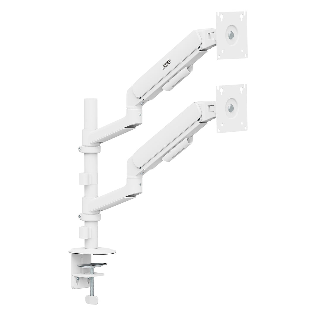 Ergo Office držač za dva monitora, plinski amortizer, 17"–32", 1–10 kg, mat bijela, ER-692 W
