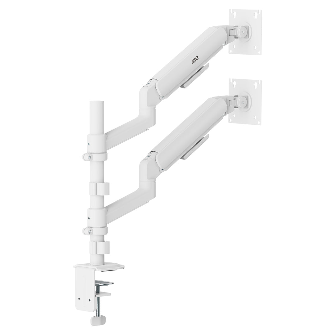 Ergo Office držač za dva monitora, plinski amortizer, 17"–32", 1–10 kg, mat bijela, ER-692 W