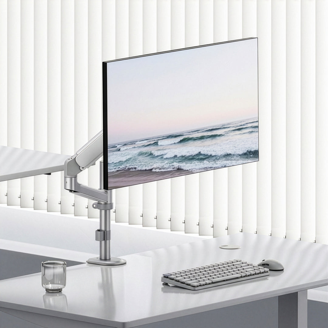 Ergo držač za monitor za ured, plinski opružni mehanizam, 17"–32", 1–10 kg, mat bijela, max. VESA 100x100, ER-691 W