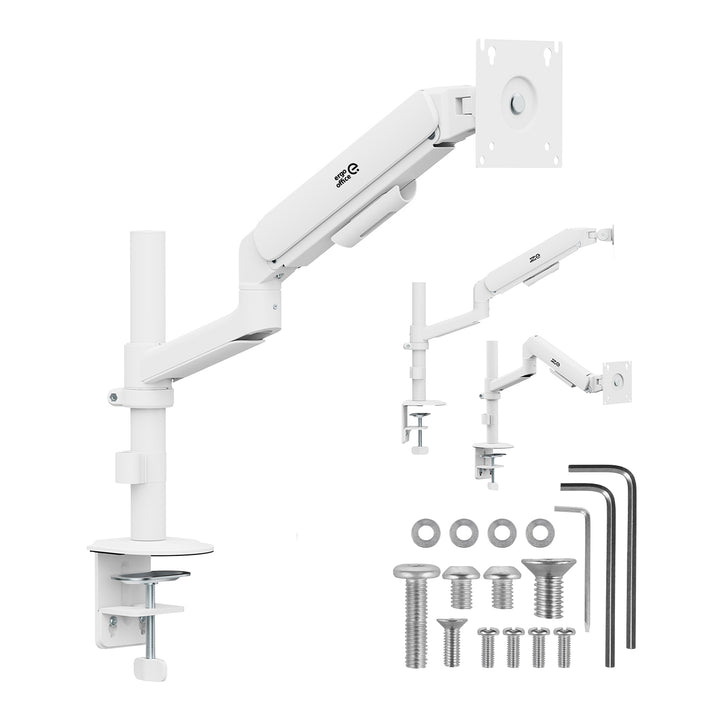 Ergo držač za monitor za ured, plinski opružni mehanizam, 17"–32", 1–10 kg, mat bijela, max. VESA 100x100, ER-691 W