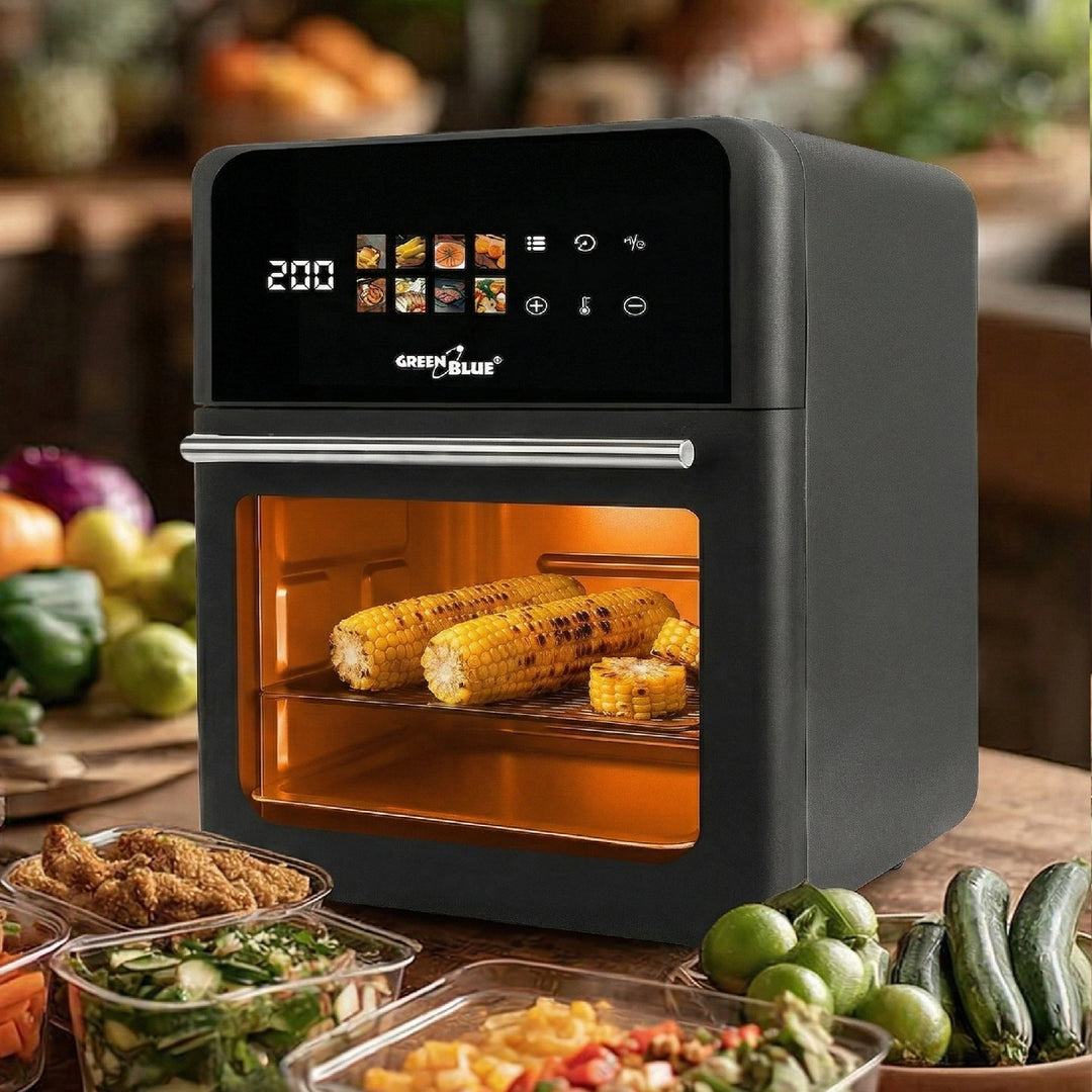 GreenBlue AIR FRYER friteza na zrak bez ulja, 1800 W, kapacitet 10 litara, 8 programa, dodaci, tajmer, GB950