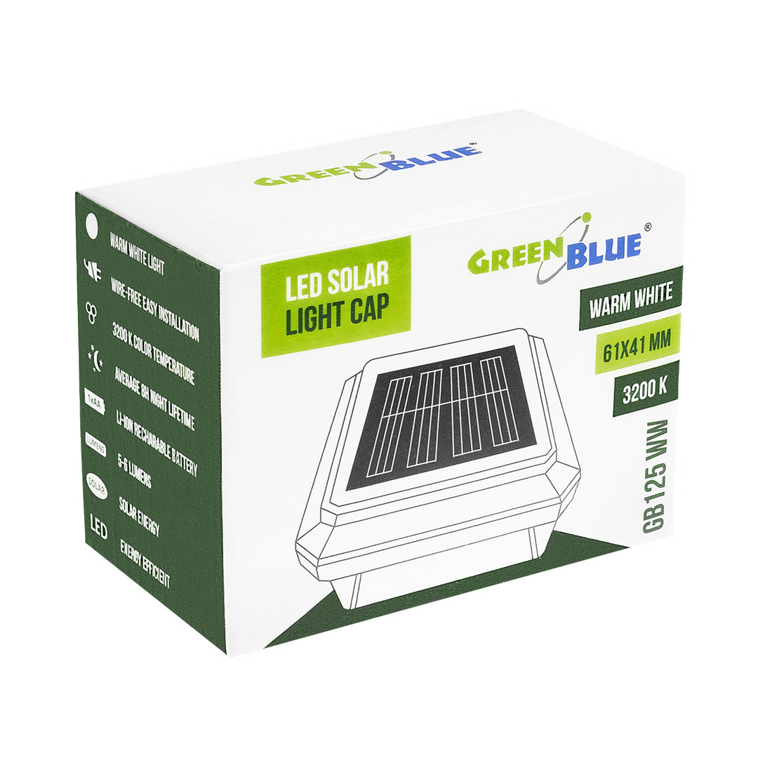 GreenBlue solarna LED svjetiljka za stup, 60x40 mm, krović u obliku omotnice, 3200 K, GB125 bijela