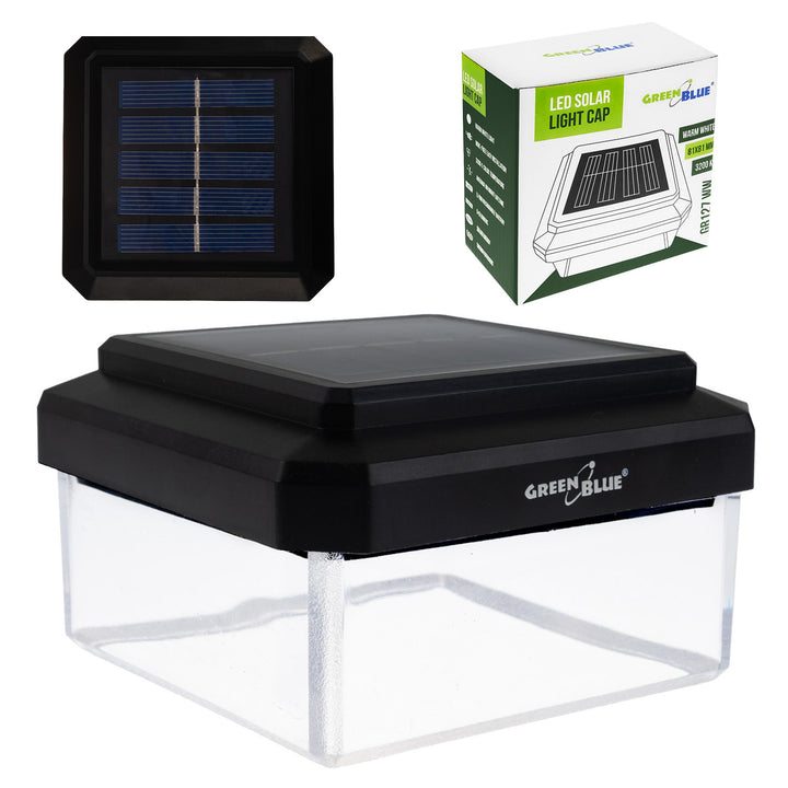 GreenBlue solarna LED svjetiljka za stup, 80x80 mm, krović u obliku omotnice, 3200 K, GB127 bijela