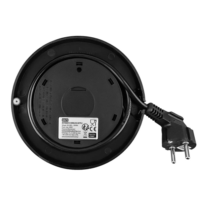 GreenBlue bežični električni čajnik, kapacitet 1,7 litre, stakleni spremnik za vodu, pregledan zaslon, odabir temperature, 2200 W, GB670 B