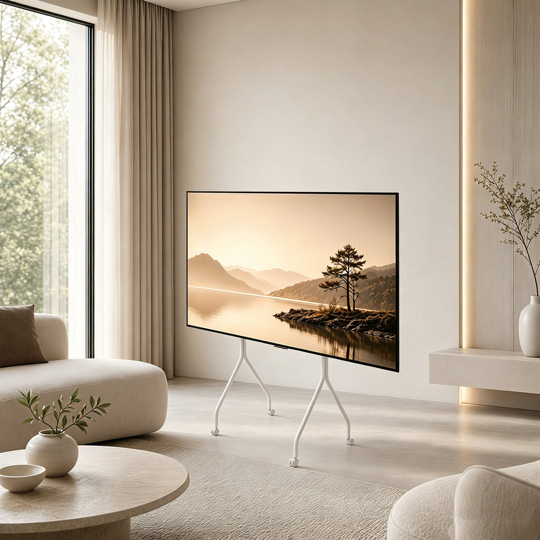 Maclean TV stalak / kolica na kotačićima, 37–80", maksimalno opterećenje 50 kg, maksimalna VESA 600×400, bijela, MC-180 W