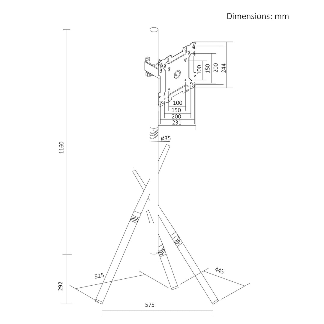 Maclean TV stalak za pod/montaža, 27–55", max. VESA 200x200, max. 60 kg, MC-181 W