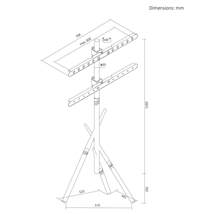 Maclean TV postolje za pod, 37–80", max. VESA 600x400, max. 60 kg, MC-182 W