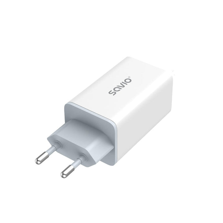 Savio încărcător de rețea, 1x USB-A, 2x USB-C, GaN, 65W, alb, SAVLA-07