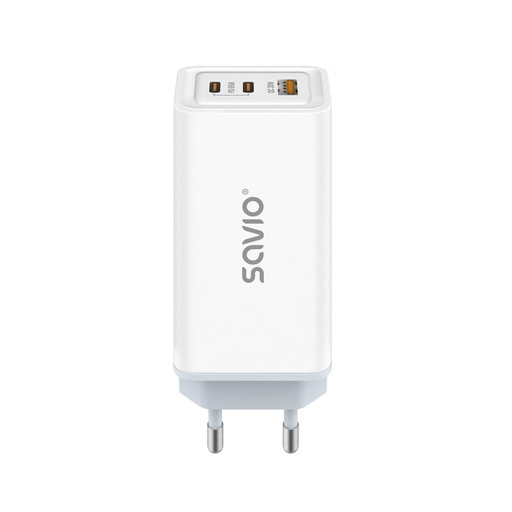 Savio încărcător de rețea, 1x USB-A, 2x USB-C, GaN, 65W, alb, SAVLA-07