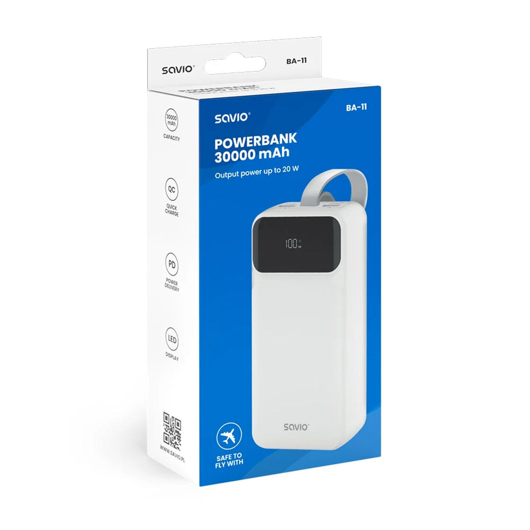 Powerbank SAVIO, 2 USB priključka, 1 USB-C priključak, Quick Charge, Power Delivery, SAVBA-11