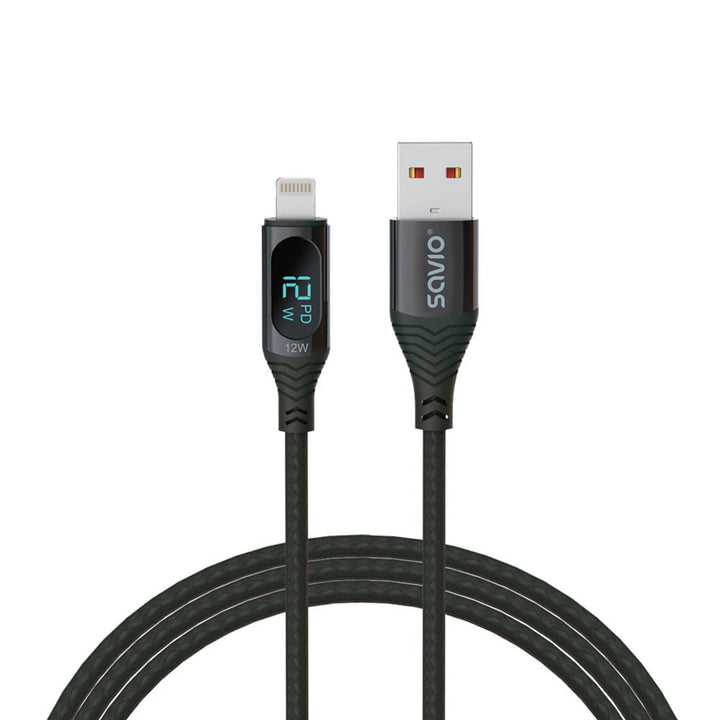 Savio USB na Lightning kabel, digitalni zaslon, duljina 1 m, SAVKABELCL-173