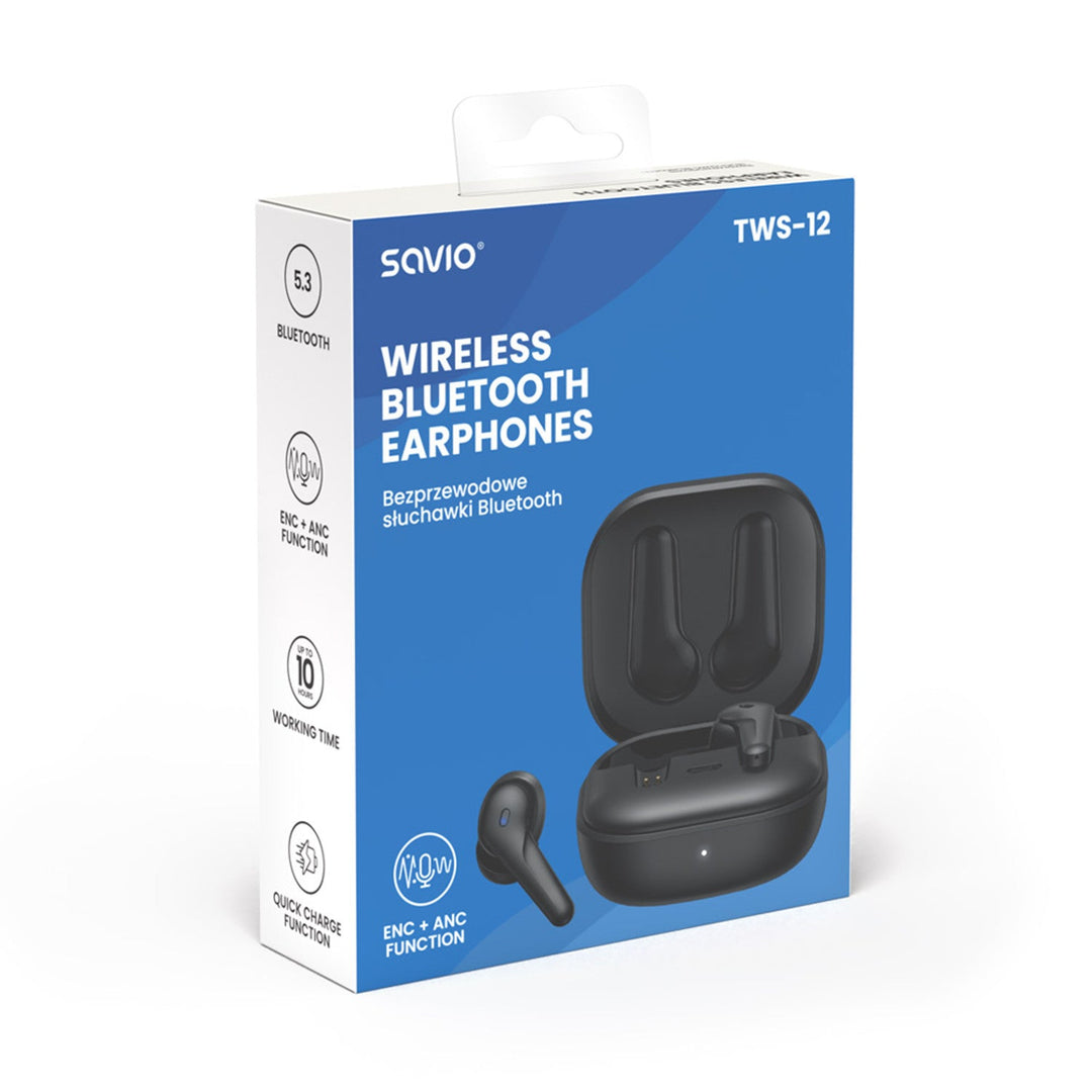 Savio bežične slušalice, Bluetooth 5.3, ANC, USB-C, crne