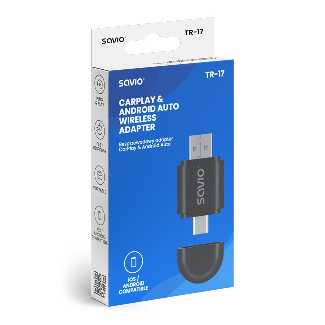 Savio bežični adapter, CarPlay, Android Auto, Bluetooth, Wi-Fi, SAVTR-17