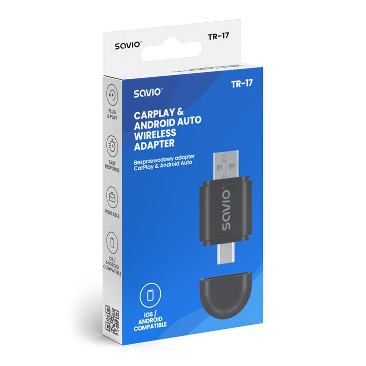 Savio bežični adapter, CarPlay, Android Auto, Bluetooth, Wi-Fi, SAVTR-17