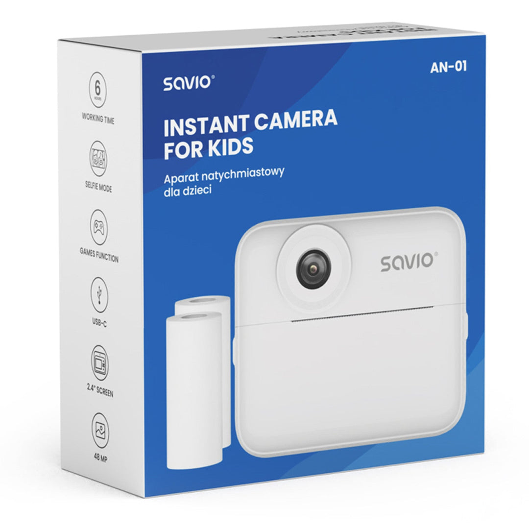 Savio instantni fotoaparat za djecu, rezolucija 48 MP, zaslon 2,4", 2 termalne trake, SAVAN-01