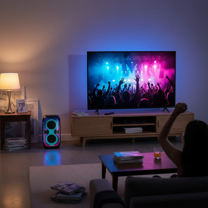 Zvučnik Blaupunkt Party Box, LED rasvjeta, Bluetooth, USB i AUX, FM radio, karaoke funkcija, daljinski upravljač, trajanje baterije do 18 sati, PB60X