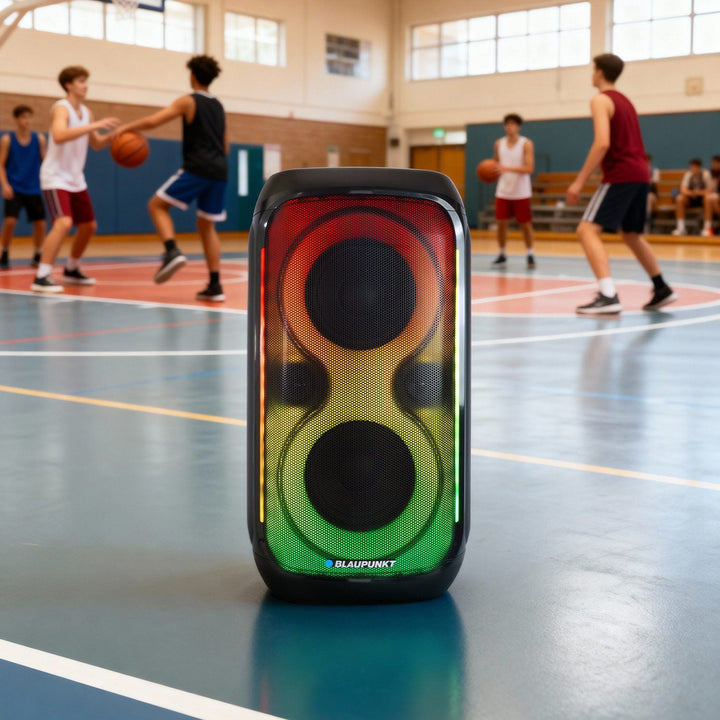 Zvučnik Blaupunkt Party Box, LED rasvjeta, Bluetooth, USB i AUX, FM radio, karaoke funkcija, daljinski upravljač, trajanje baterije do 18 sati, PB60X