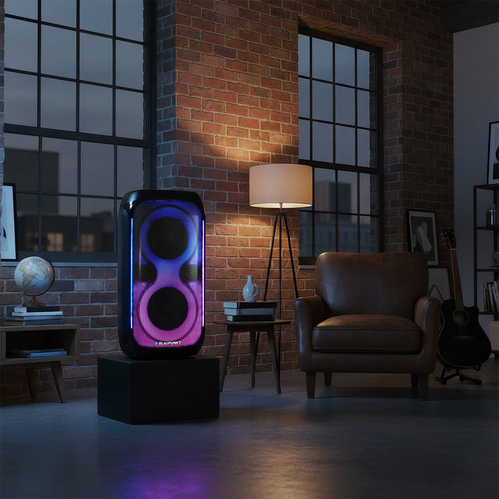 Zvučnik Blaupunkt Party Box, LED rasvjeta, Bluetooth, USB i AUX, FM radio, karaoke funkcija, daljinski upravljač, trajanje baterije do 18 sati, PB60X